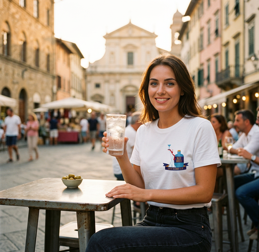 T-shirt unisex in cotone organico “Bottoms up!” - Blue Queen