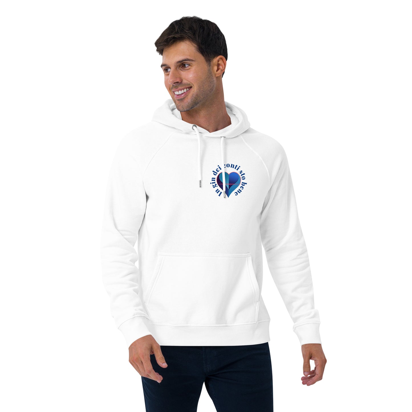 Felpa raglan ecologica con cappuccio unisex